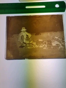 Rare!!Antique glass negative of Spanish American War Camp Soldiers 4"X5" - Picture 1 of 4