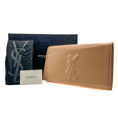Auténtico bolso clutch de charol Saint Laurent Yves Saint Laurent YSL beige Foto 1 de 4
