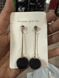 Schwarze lange Ohrringe Strass Tropfen Abschlussball großer Festzug Ohrringe leicht - Bild 1 von 7