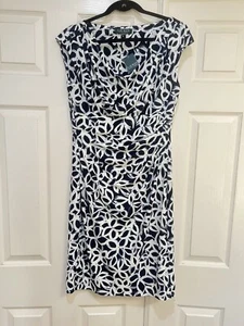 Vestido Jersey Lauren Ralph Lauren Azul Blanco Elastizado Floral Vaina Acelerada Talla 10 - Imagen 1 de 10