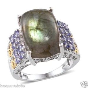NIB $429.99 Size 10 Genuine Malagasy Labradorite & Tanzanite Ring 18.15 Cts K-21 - Picture 1 of 5