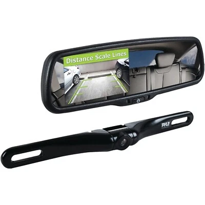Pyle Backup Car Camera Rear View Mirror Screen Monitor System with Parking & ... - Image 1 of 4