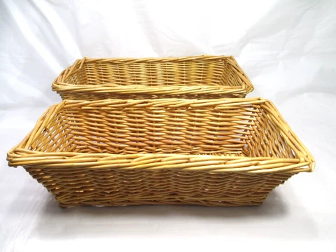 TWO WICKER BREAD & ROLL BASKETS  12" x 6" x 3 1/2 H    IDEAL FOR ENTAINING Cover