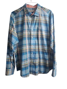 Tommy Bahama Herren Large L Island Zone Hemd kariert blau pink gelb Knopfleiste - Bild 1 von 6