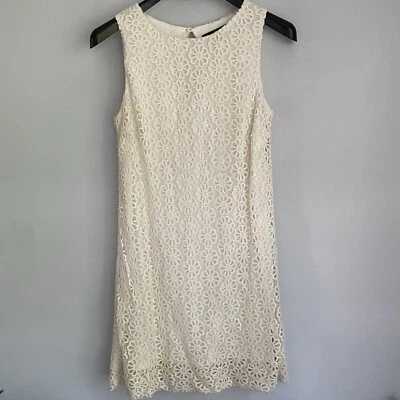Vestido Rosa Tartán Marfil Blanco Patrón Margarita Crochet Tejido Talla 8 Sin Mangas Forrado Foto 1 de 4