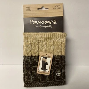 BearPaw Knit Boot Toppers Brown/Tan One Size New - Picture 1 of 3