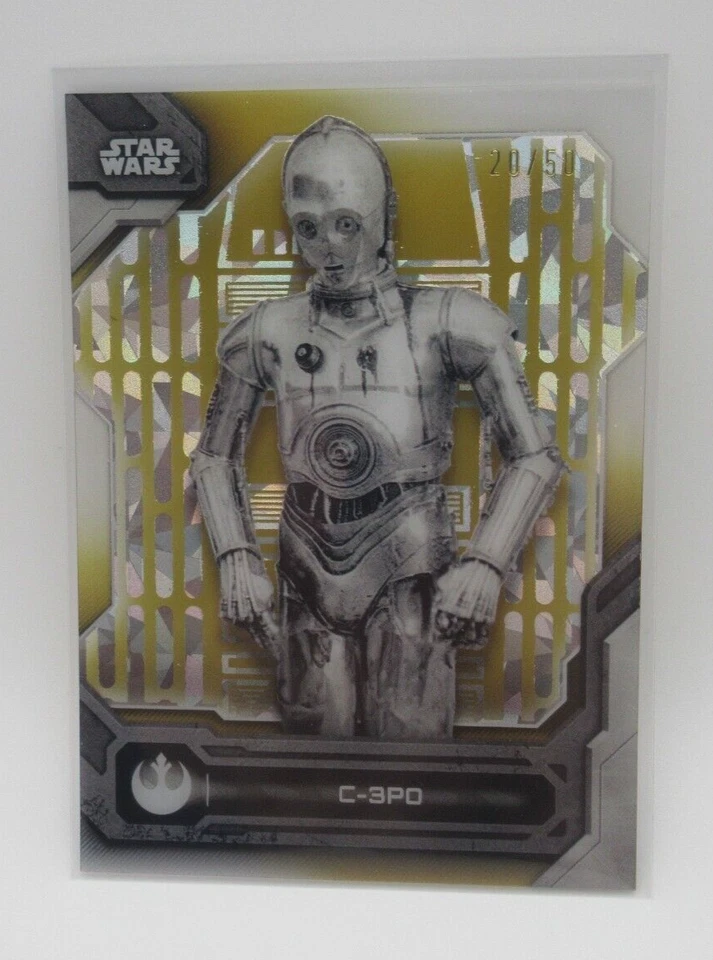 Topps Star Wars High Tek 2024 C-3PO Black & White Diffractor Gold 20/50 SP - Image 1 of 2