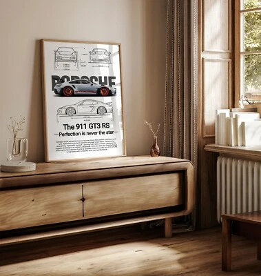 Porsche 911 GT3RS, Porsche Poster, Porsche Wall Art, Porsche Art,   Decor Home - Image 1 of 3