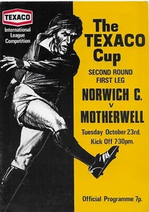 Norwich City v Motherwell 23/10/1973 Texaco Cup 2nd Round 1st Leg at Carrow Road - Picture 1 of 1