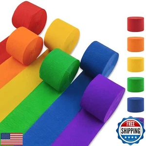 Oun Nana Crepe Paper Streamers 6 Rolls Rainbow Streamers 2.2 Inches 738 Feet, - Picture 1 of 5