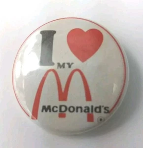 Vintage McDonalds Pin Pinback Button "I Red Heart Love My McD's" Collectible 1in - Picture 1 of 3