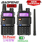 BAOFENG UV 5R 8W V/UHF TWO WAY RADIO DUAL BAND HAM WALKIE TALKIE 3800MAH BATTERY