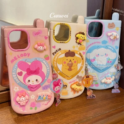 Funda de teléfono para iPhone 11/12/13/14/15 Pro Max Kuromi Melody Pochacco espejo abatible Foto 1 de 4