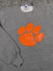 Vintage Clemson Tigers Sweatshirt Mens Small Gray Russell Athletic Pullover USA - Picture 1 of 10