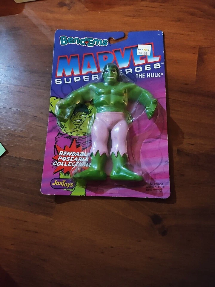 Nueva figura de juguete de colección 1991 Justoys Bend Ems Marvel Superhéroes Hulk 1991 de colección Foto 1 de 1