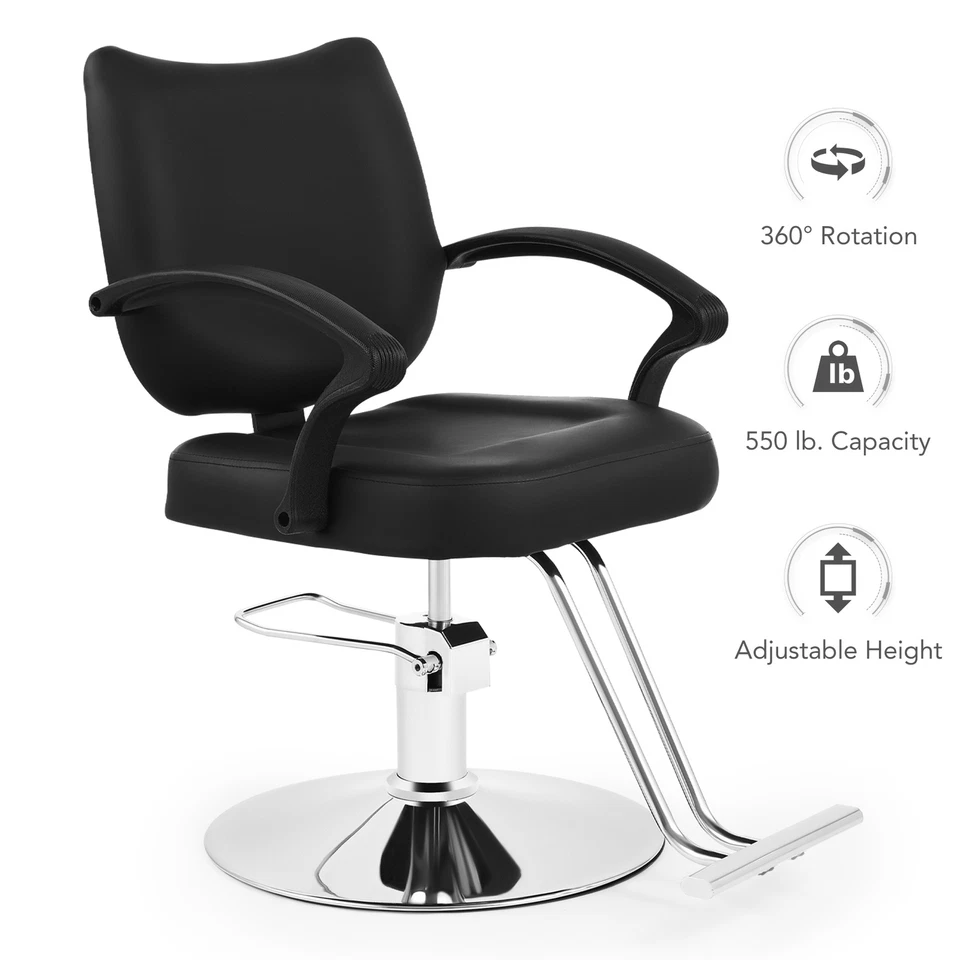 CO-Z Salon Chair for Hair Stylist w 360° Swivel Classic Barber Chair 550lb. Cap