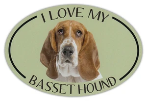 Imán de foto de raza de perro ovalado - I Love My Basset Hound - pegatina parachoques - Imagen 1 de 1