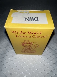 Mosser Glass Clown with balloons ‘81 All the World Loves a Clown Niki BOX ONLY - Picture 1 of 7