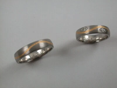 schwere Trauringe Platin 950 / Gelbgold 750 Johann Kaiser Hainbung - Bild 1 von 4