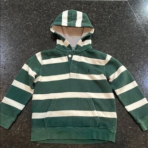 Polo Ralph Lauren Kids Hoodie Green Stripe 120 Pullover Sweatshirt US Sz 6 7 - Picture 1 of 12