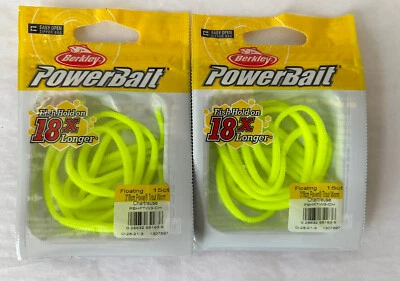 2-PACK Berkley 3" Floating Trout Worms Soft Fishing Bait Chartreuse (G3-2) - Image 1 of 2