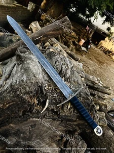 Custom Handmade Damascus Steel Blade Valhalla Norse Inspired Sword With Sheath - Picture 1 of 6