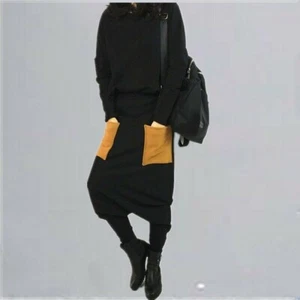 Women Splice Patch Tapered Pants Trousers Drop Crotch Casual Hippe Pocket - Picture 1 of 10