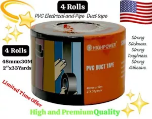 4 Rolls 2" X 30M Premium PVC Electrical Pipe Insulation Duct Tape Vinyl SUV 3M - Picture 1 of 8