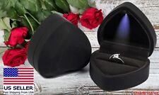 LED Diamond Ring Box Light Velvet Jewelry Gift Wedding Proposal Engagement-Black