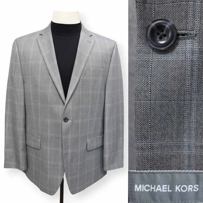 MICHAEL KORS mens gray WWINDOWPANE sport coat suit jacket blazer 44 R - Image 1 of 4