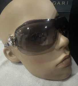 BVLGARI Sunglasses AUTHENTIC 6059b Bv6059B Rose Gold Crystal Shield Mask Brown - Picture 1 of 18
