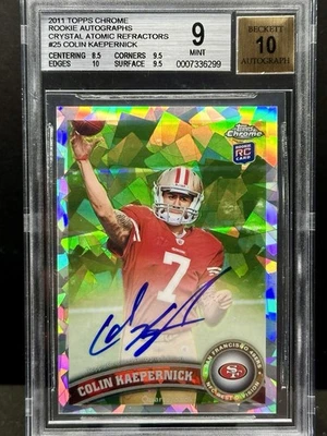 2011 Topps Chrome Crystal Atomic Refractor Colin Kaepernick RC AUTO /50 BGS 9/10 - Image 1 of 3