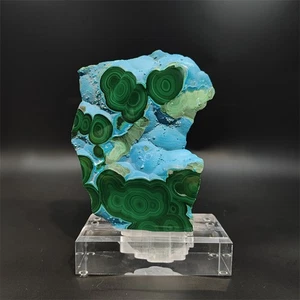 5LB A++ Silicio Natural Malaquita Cuarzo Cristal Mineral Espécimen + Soporte - Imagen 1 de 9