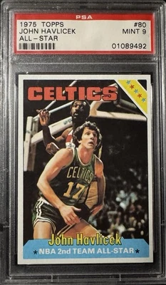 1975 Topps Basketball #80 John Havlicek Boston Celtics HOF PSA 9 MINT Sharp - Image 1 of 2
