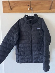 Patagonia Jacket Kids Large Black Puffer Down Sweater Full Zip Boys Outdoors - Picture 1 of 3