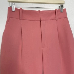 ZARA High Waist Trouser Pants Sz Medium Pink Tapered Ankle Pleated Office Career - Picture 1 of 14