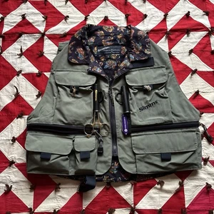 Simms Fishing Products Wading Vest Mens Small Multi-Pocket Green W/ Accessories  - Picture 1 of 10