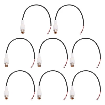 8pcs 7" RCA Audio Subwoofer Cable 1 RCA Female to Bare Wire Open End White — 第 1/4 张图片