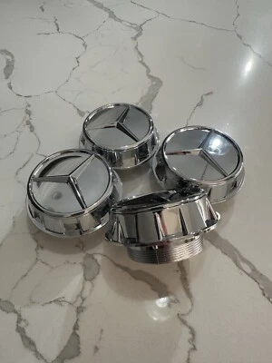 4pcs Mercedes Benz Maybach C63s E63s CLS63s AMG 60mm Chrome Center Caps Screw On - Image 1 of 4