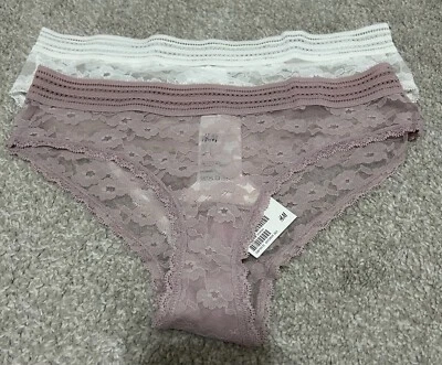 Pack de 2 bragas de encaje rosa y blanco talla 10 de H&M para dama Foto 1 de 2