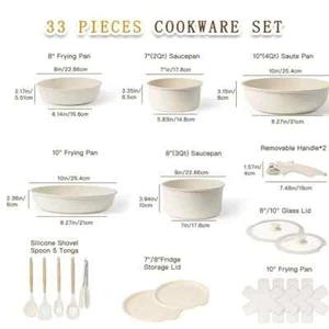 Juego de ollas y sartenes 33 piezas accesorios de cocina juego de cuchillos, utensilios de cocina de cerámica Astercook - Imagen 1 de 8