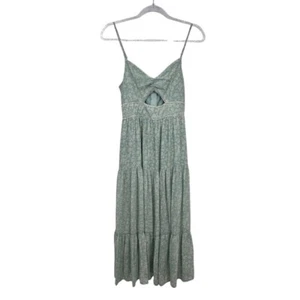 Vintage Y2K Trixxi Cottagecore Fairy Dress Large Green Floral Cutout Tiered - Picture 1 of 16