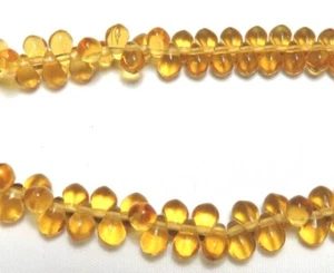 100 Pcs ~ AMBER ~ 3mm x 5mm TEAR DROPS ~ TINY TIMS ~ GLASS BEADS LOT - Picture 1 of 2