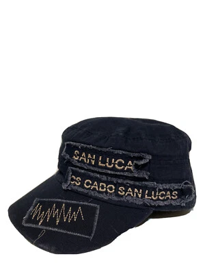 Womens Vintage Embroidered Cabo San Lucas Army Styled Navy Bkue Adjustable Hat - Image 1 of 4