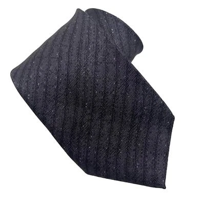 Corbata de seda Emanuel Ungaro Italia gris negro a rayas Foto 1 de 4