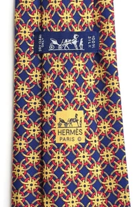 HERMÈS Paris orig. Corbata vintage 801 MA 100% seda azul patrón eslabones de cadena - Imagen 1 de 5