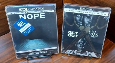Nope + Get Out/US Steelbooks (4K/Blu-ray)NEW-w/PROTECTIVE SLEEVES-Free Box S&H! - Image 1 of 4