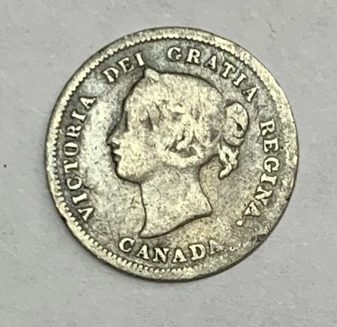 Canada, Canadian Queen Victoria 1880 H 5 Cents .925 fine Silver Coin. Km#2 Cover