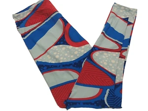 Lularoe Leggings Size Tall & Curvy TC Red Blues White Wild Geometric Hip Unicorn - Picture 1 of 4