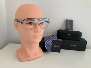 ZILLI GAFAS DE CUERO AZUL TITANIO PARA HOMBRE 60045 C03 HECHAS EN FRANCIA 63-12-145 NUEVAS - Imagen 1 de 18
